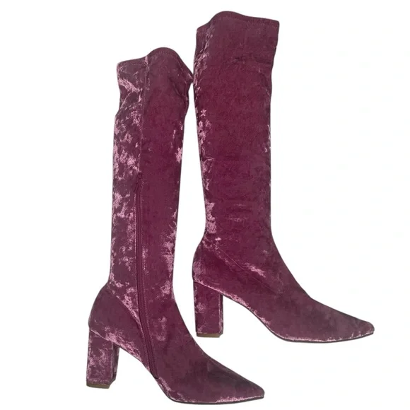 NEW Anthropologie x Silent D Komass Pink Crushed Velvet Boots  38 - Picture 4 of 11